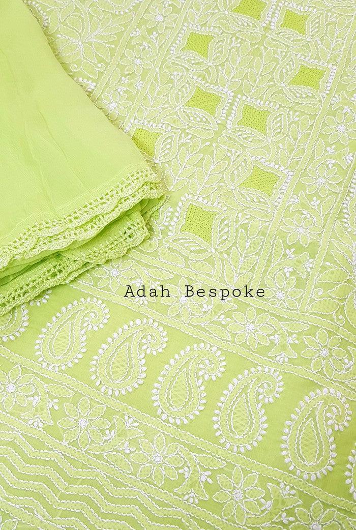 Chikankari Cotton Full Suit ( Jaali ) - Adah Chikankari