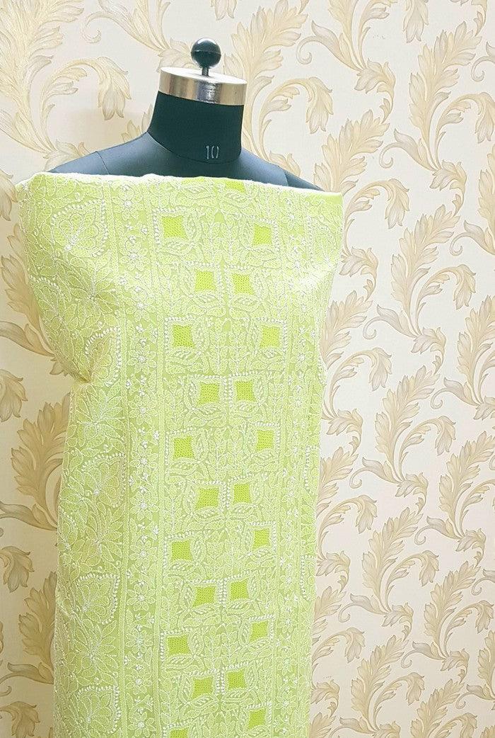 Chikankari Cotton Full Suit ( Jaali ) - Adah Chikankari