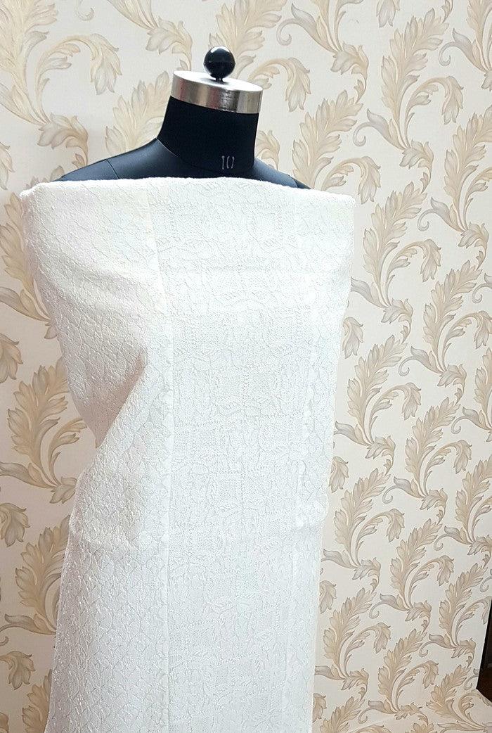 Applique Cotton Chikankari Suit ( Jaali ) - Adah Chikankari