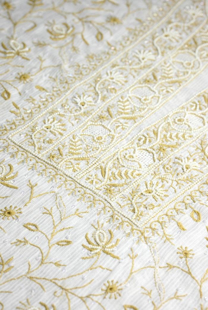 Chikankari Maheshwari Cotton Set ( Pearl Work ) - Adah Chikankari