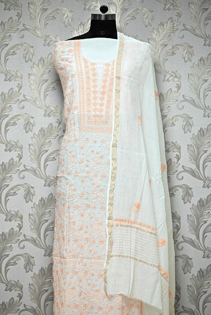 Chikankari Maheshwari Cotton Set ( Do Taar ) - Adah Chikankari