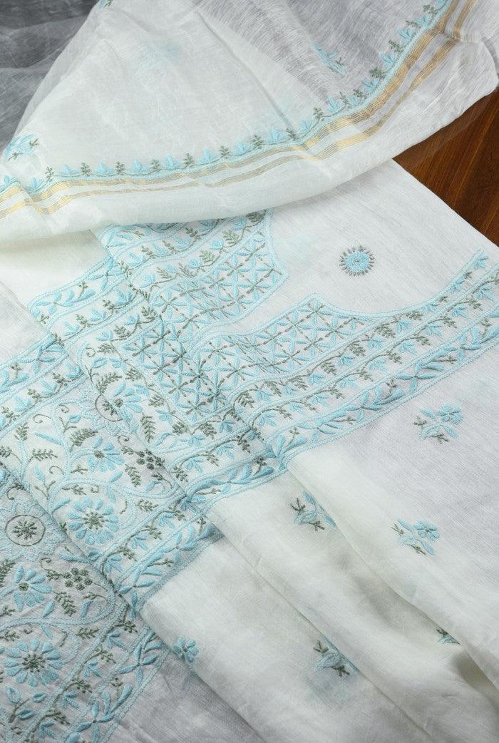 Chikankari Linen Suit ( Do Taar ) - Adah Chikankari