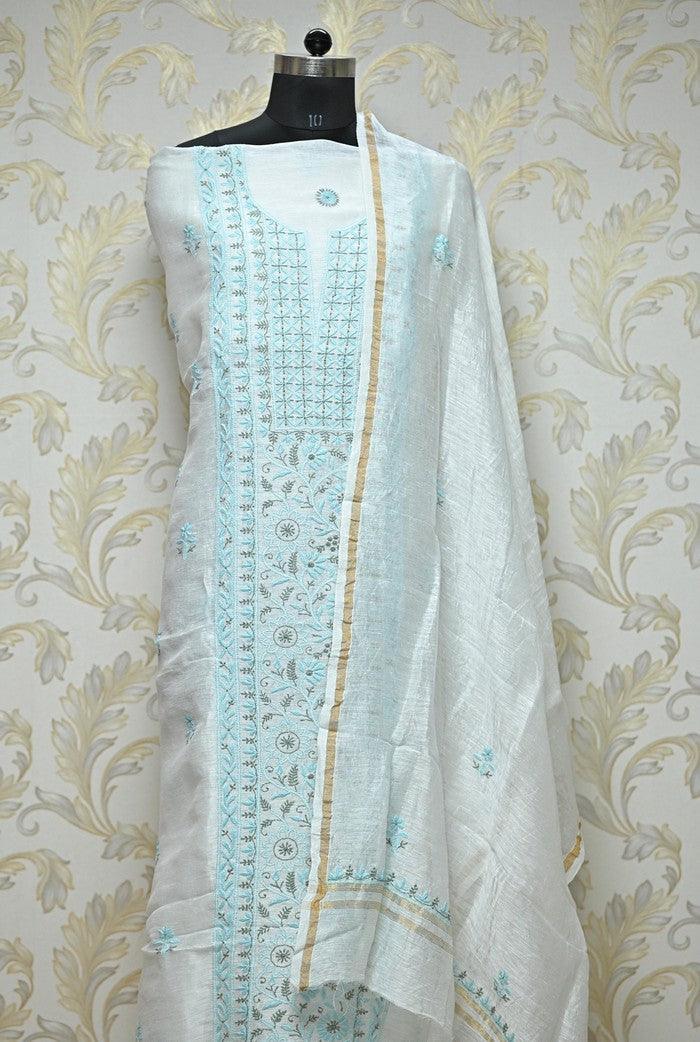 Chikankari Linen Suit ( Do Taar ) - Adah Chikankari