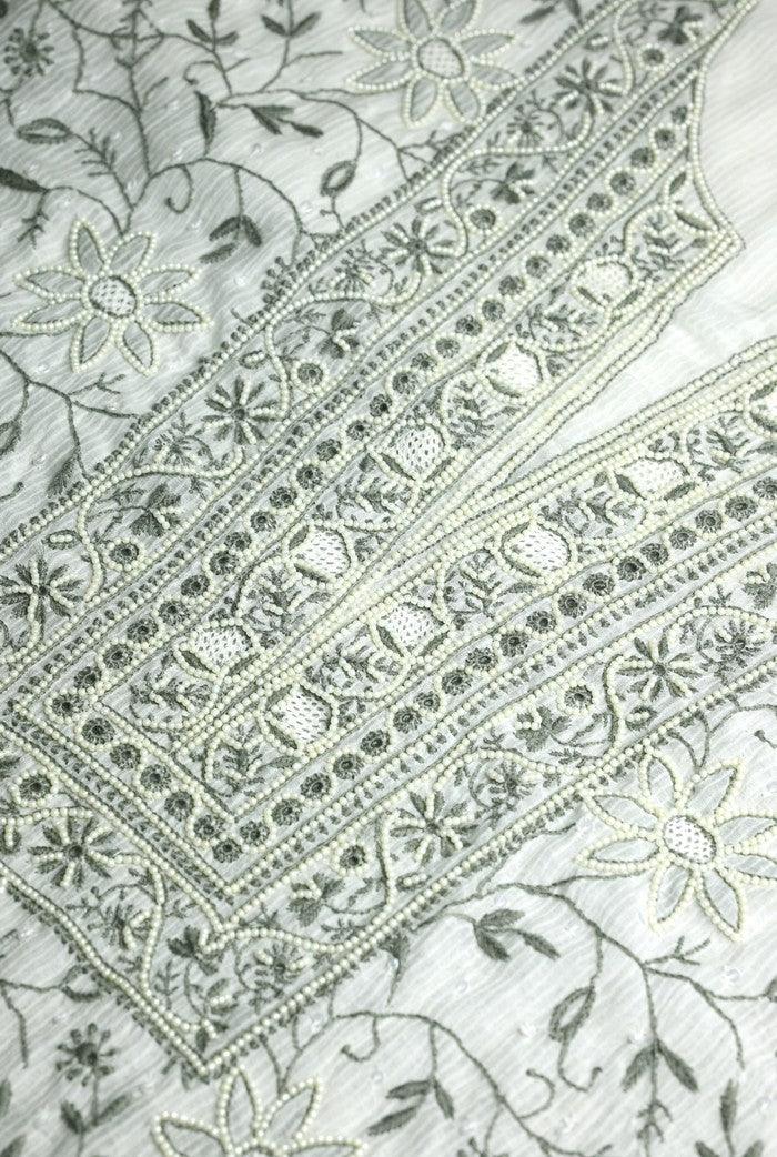 Chikankari Maheshwari Cotton Set ( Pearl Work ) - Adah Chikankari