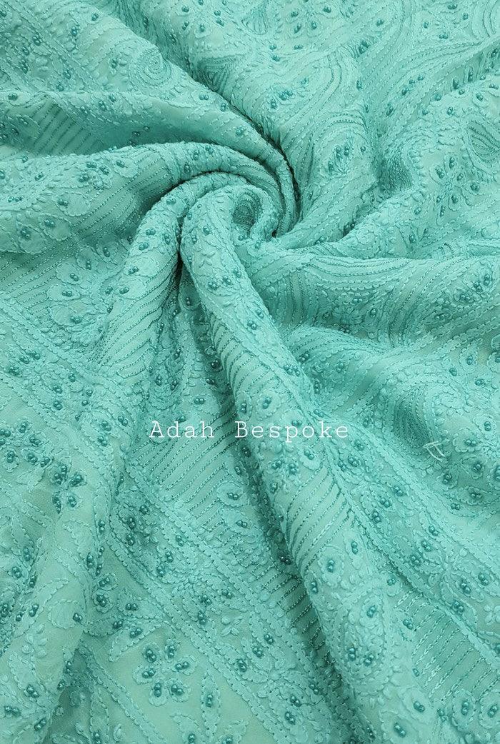Chikankari Viscose Georgette Suit ( Pearl Work ) - Adah Chikankari