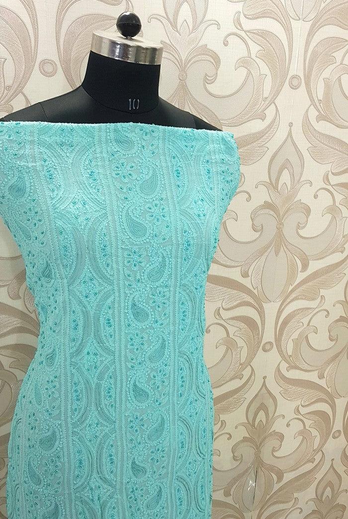 Chikankari Viscose Georgette Suit ( Pearl Work ) - Adah Chikankari