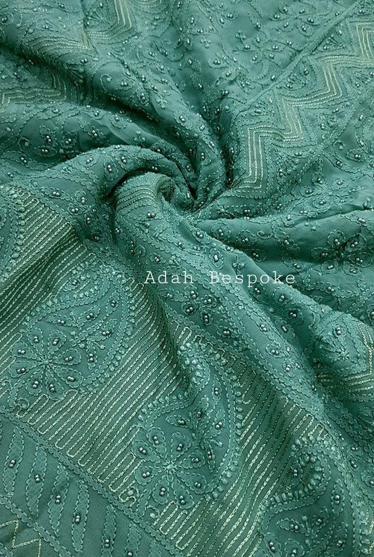 Chikankari Viscose Georgette Suit ( Pearl Work ) - Adah Chikankari