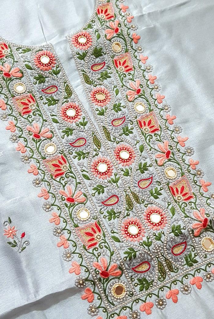 Chikankari Chanderi Designer Suit ( Zardozi Work ) - Adah Chikankari