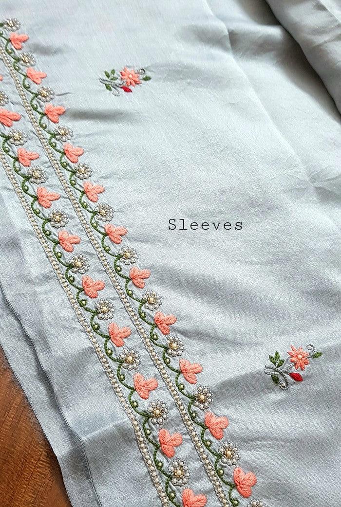 Chikankari Chanderi Designer Suit ( Zardozi Work ) - Adah Chikankari