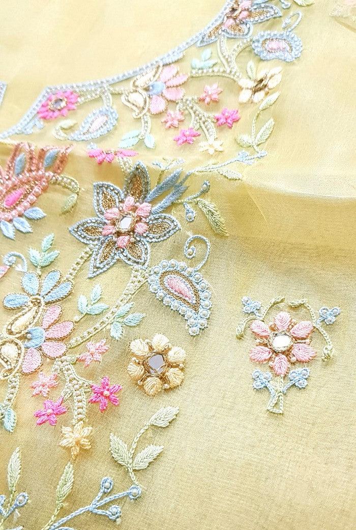 Chikankari Chanderi Designer Suit ( Zardozi Work ) - Adah Chikankari