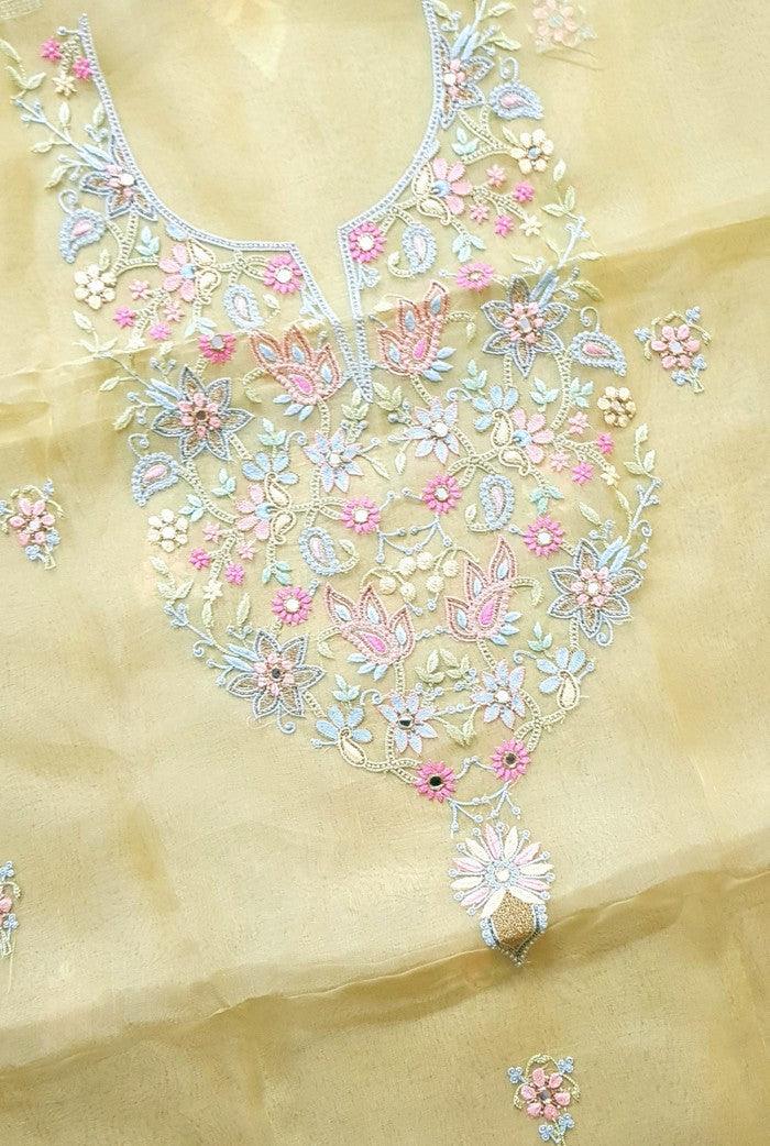 Chikankari Chanderi Designer Suit ( Zardozi Work ) - Adah Chikankari
