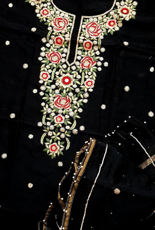 Chikankari Chanderi Designer Suit ( Zardozi Work ) - Adah Chikankari