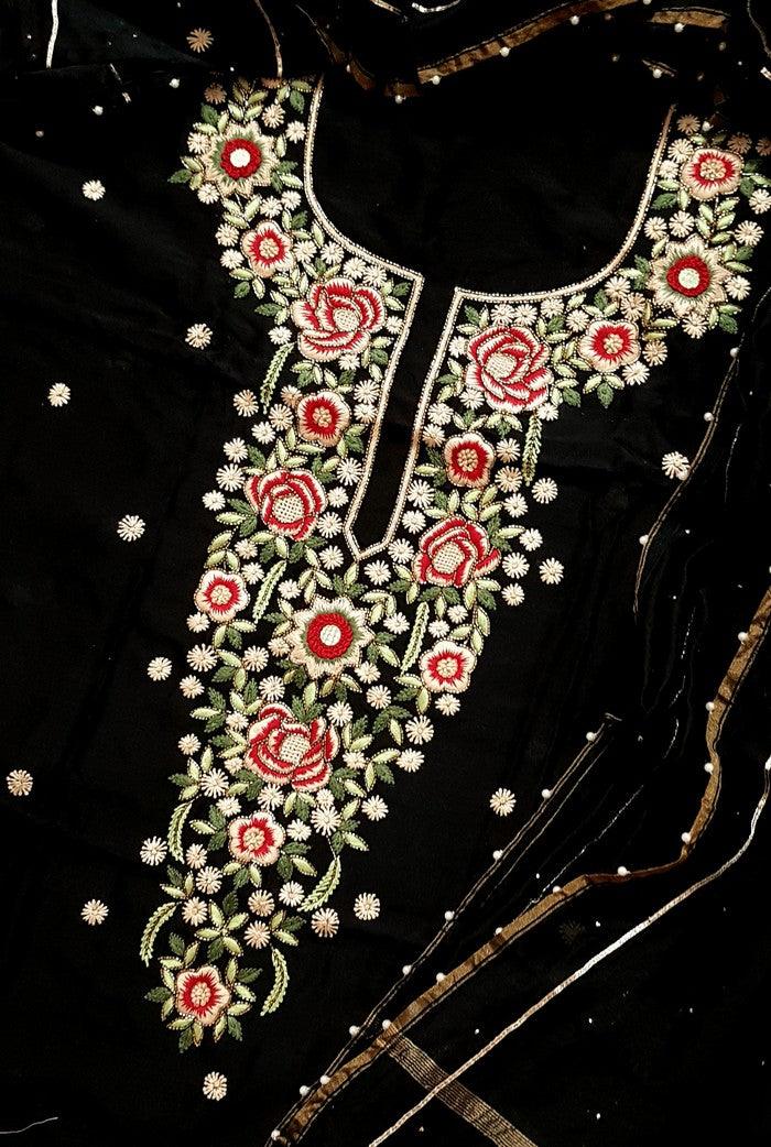 Chikankari Chanderi Designer Suit ( Zardozi Work ) - Adah Chikankari