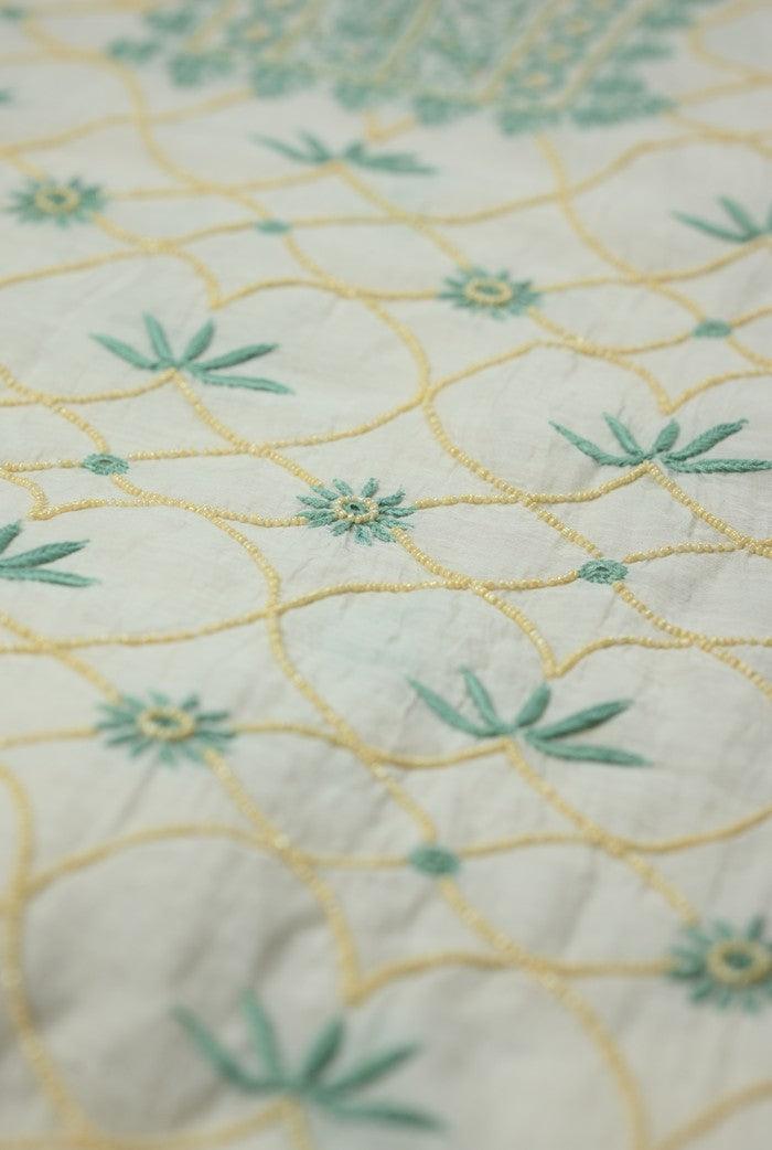 Chikankari Mul Chanderi Suit ( Pearl Work ) - Adah Chikankari
