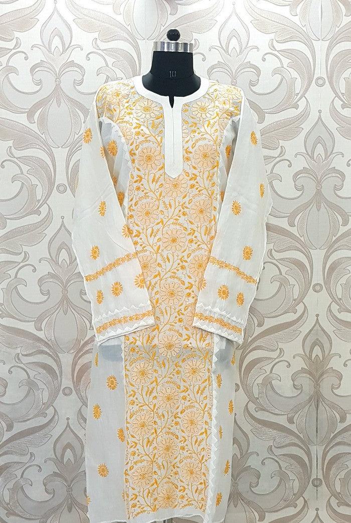 Chikankari Pure Chanderi Silk Suit - Adah Chikankari