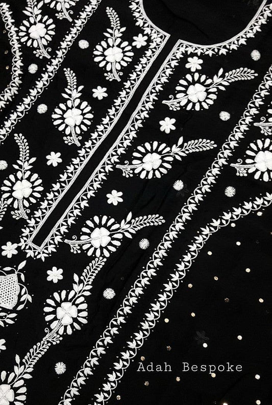 Chikankari Chanderi Designer Suit ( Zardozi Work ) - Adah Chikankari