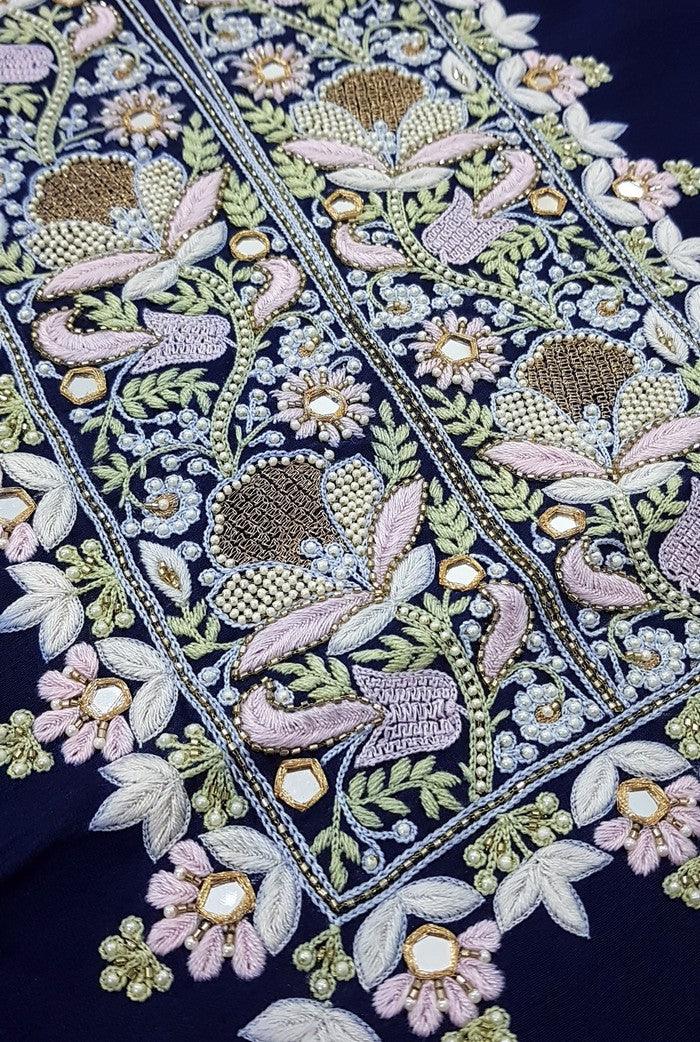 Chikankari Chanderi Designer Suit ( Zardozi Work ) - Adah Chikankari