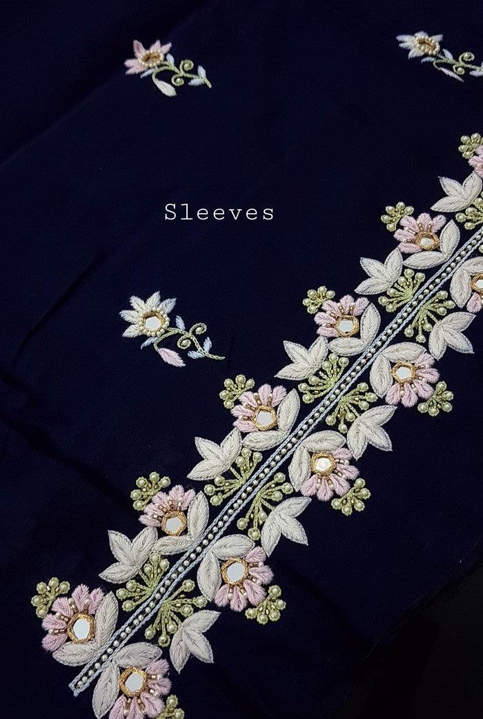 Chikankari Chanderi Designer Suit ( Zardozi Work ) - Adah Chikankari
