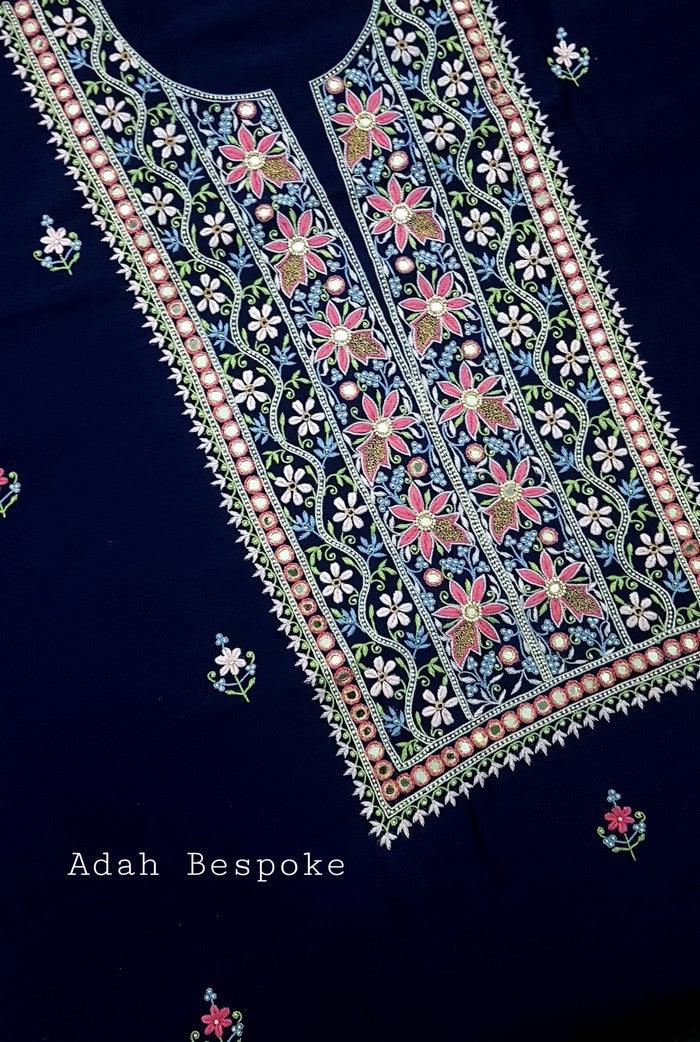 Chikankari Chanderi Designer Suit ( Zardozi Work ) - Adah Chikankari