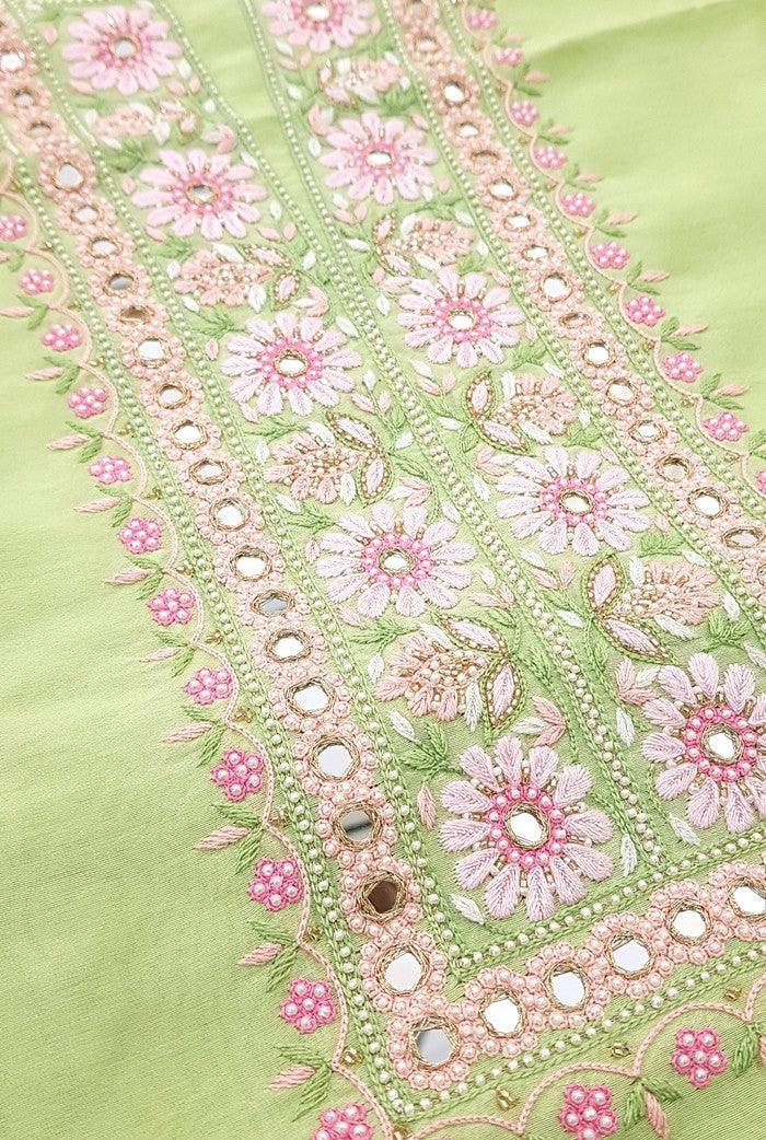 Chikankari Chanderi Designer Suit ( Zardozi Work ) - Adah Chikankari