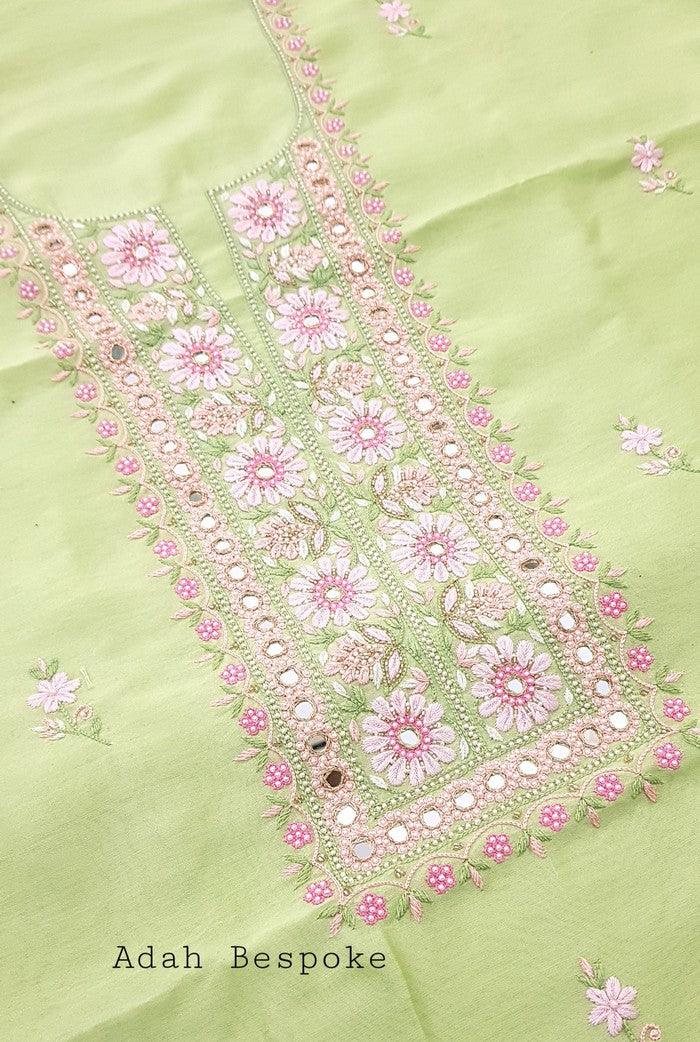 Chikankari Chanderi Designer Suit ( Zardozi Work ) - Adah Chikankari