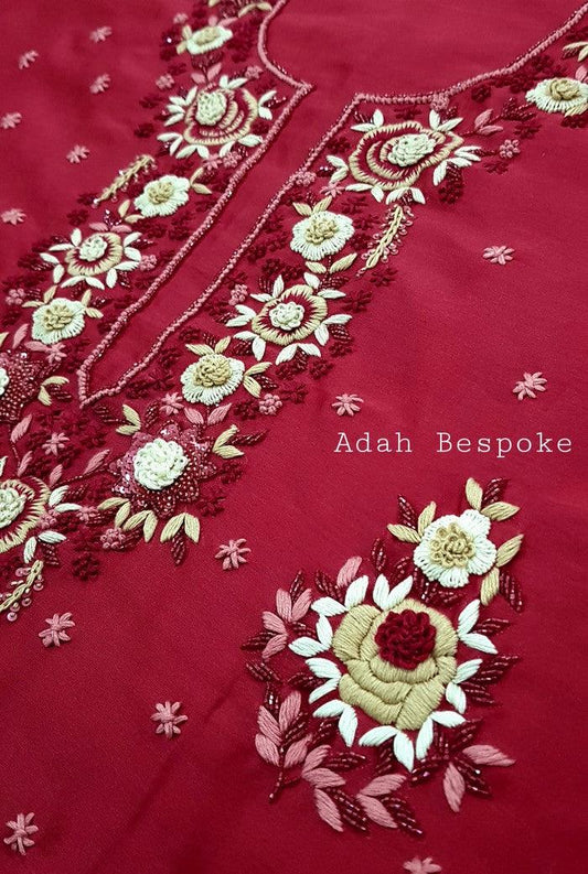 Chikankari Chanderi Designer Suit ( Zardozi Work ) - Adah Chikankari