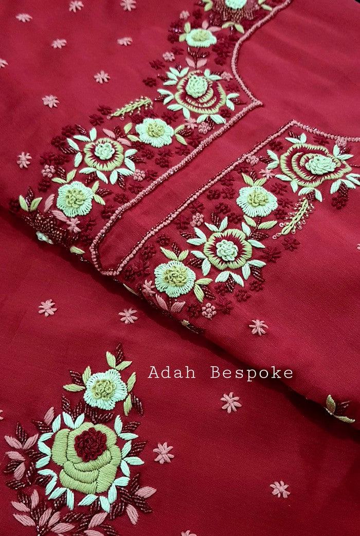 Chikankari Chanderi Designer Suit ( Zardozi Work ) - Adah Chikankari