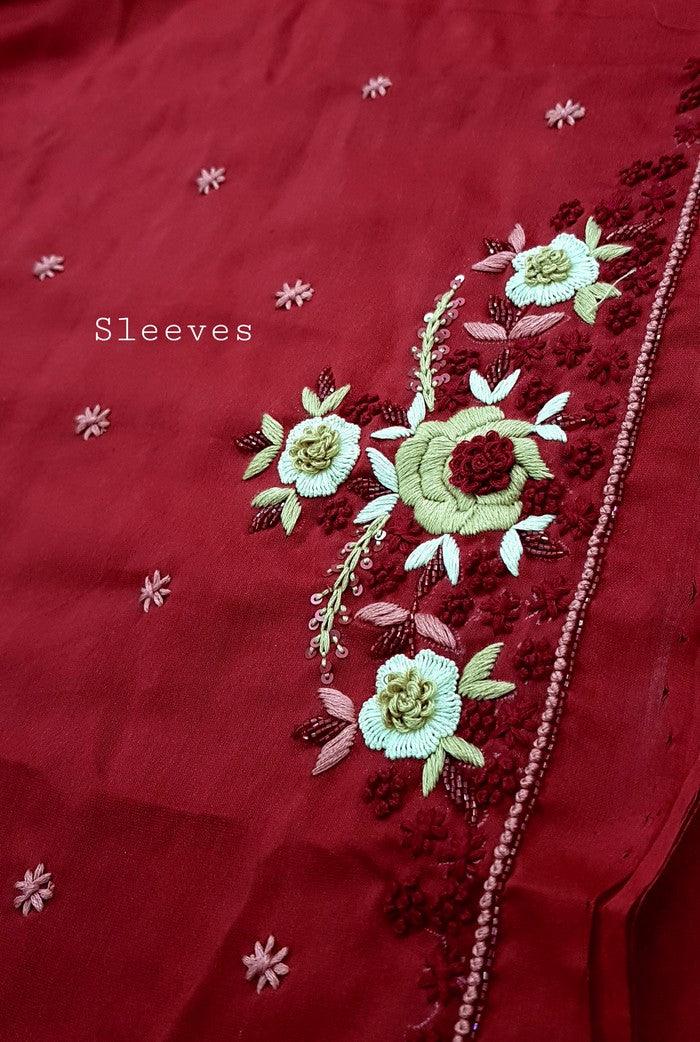Chikankari Chanderi Designer Suit ( Zardozi Work ) - Adah Chikankari