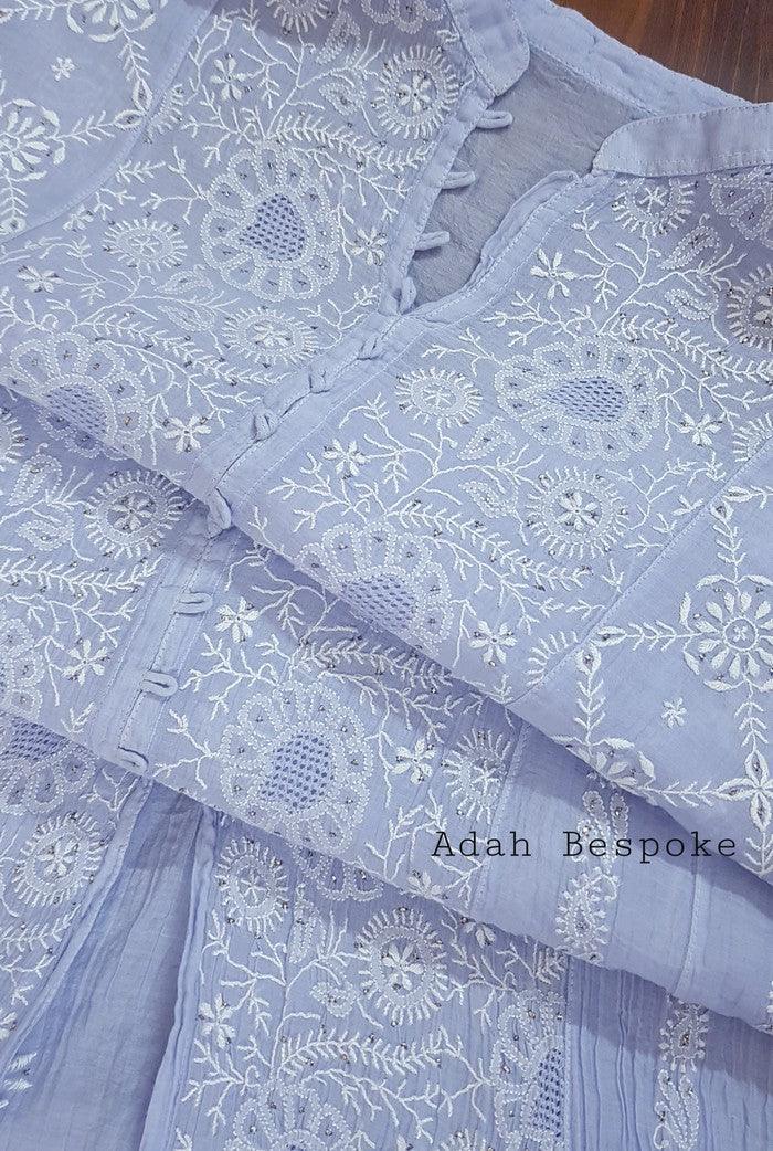 Mul Chanderi Designer Anarkali ( Semi Stitched )
