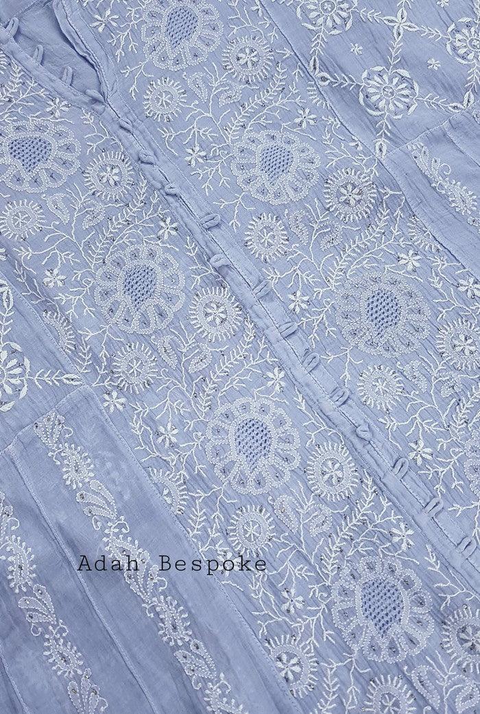 Mul Chanderi Designer Anarkali ( Semi Stitched )