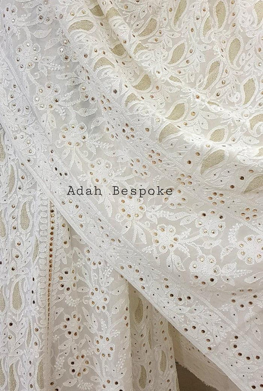 Pure Georgette Chikankari Lehenga ( Kasab Work ) - Adah Chikankari