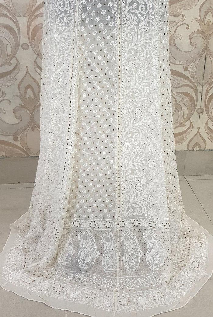 Pure Georgette Chikankari Lehenga - Adah Chikankari