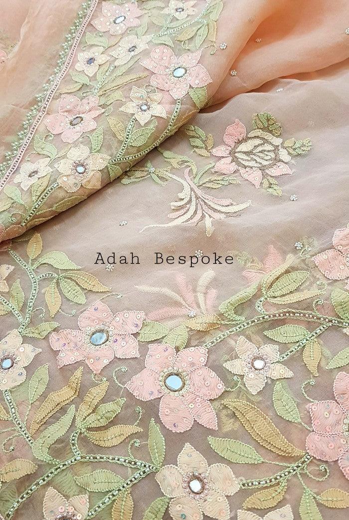 Designer Organza Saree ( Zardozi Work ) - Adah Chikankari