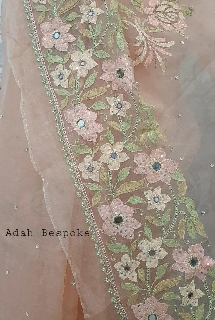 Designer Organza Saree ( Zardozi Work ) - Adah Chikankari