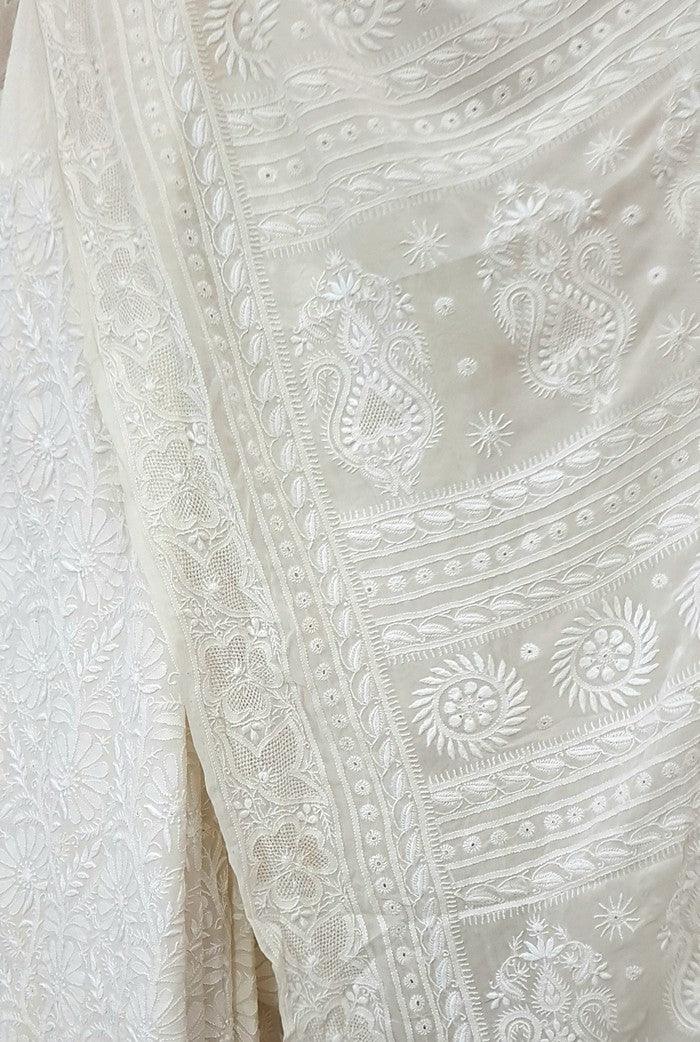Designer Pure Georgette Chikankari Saree - Adah Chikankari
