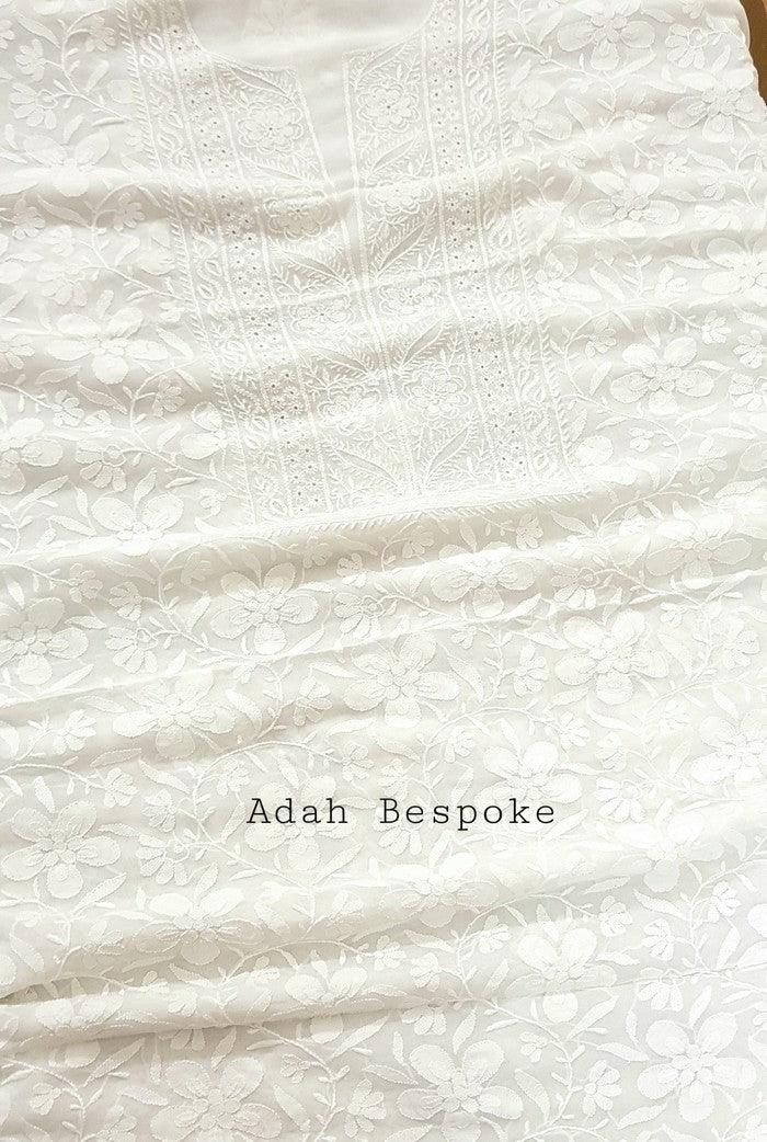 Chikankari Pure Georgette Suit ( Ek & Do Taar ) - Adah Chikankari