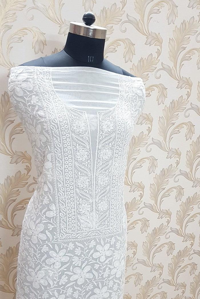 Chikankari Pure Georgette Suit ( Ek & Do Taar ) - Adah Chikankari