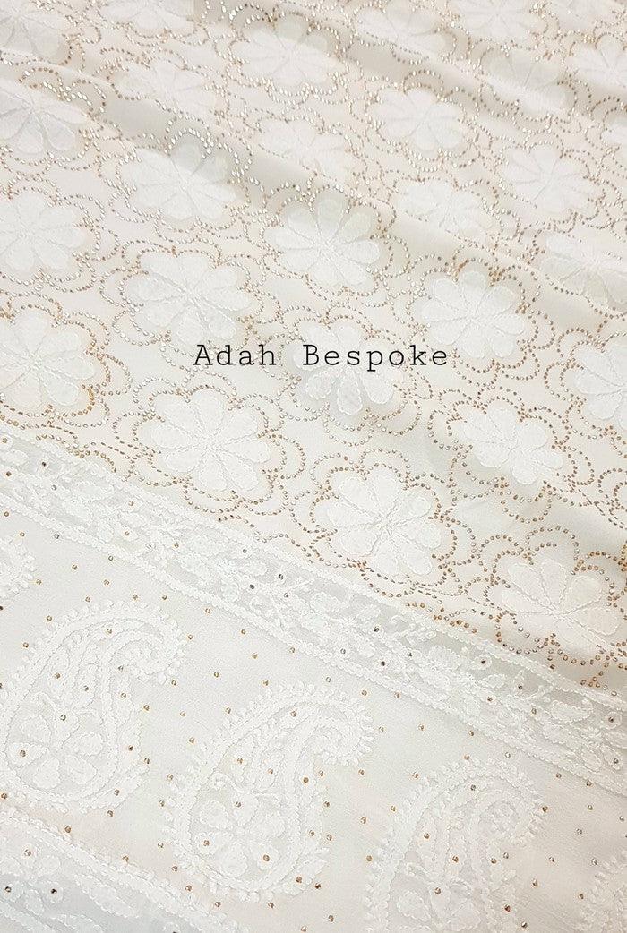 Pure Georgette Chikankari Suit ( Mukaish ) - Adah Chikankari