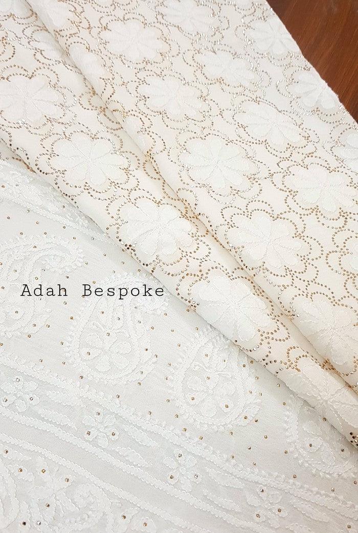 Pure Georgette Chikankari Suit ( Mukaish ) - Adah Chikankari