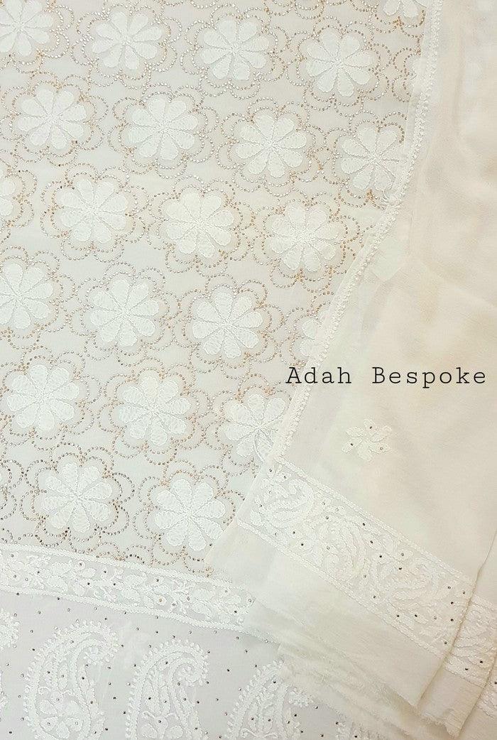 Pure Georgette Chikankari Suit ( Mukaish ) - Adah Chikankari