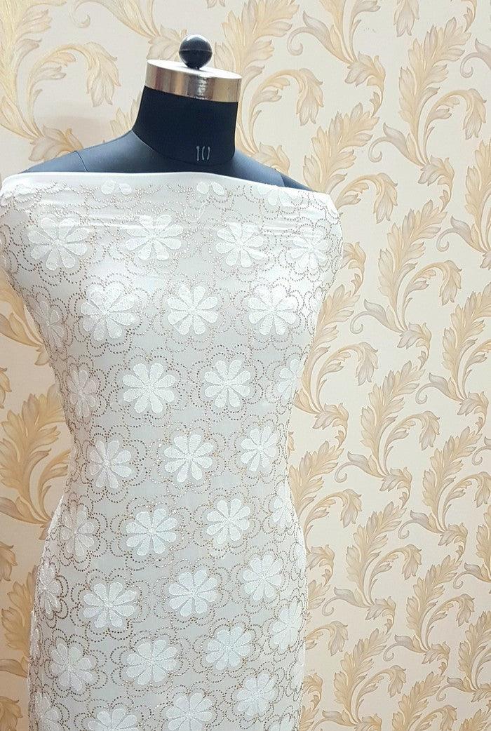 Pure Georgette Chikankari Suit ( Mukaish ) - Adah Chikankari