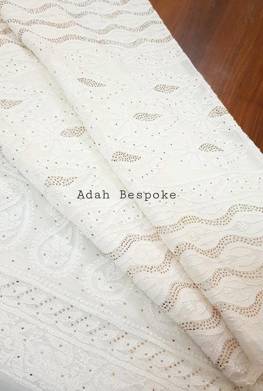 Pure Georgette Chikankari Suit ( Mukaish ) - Adah Chikankari