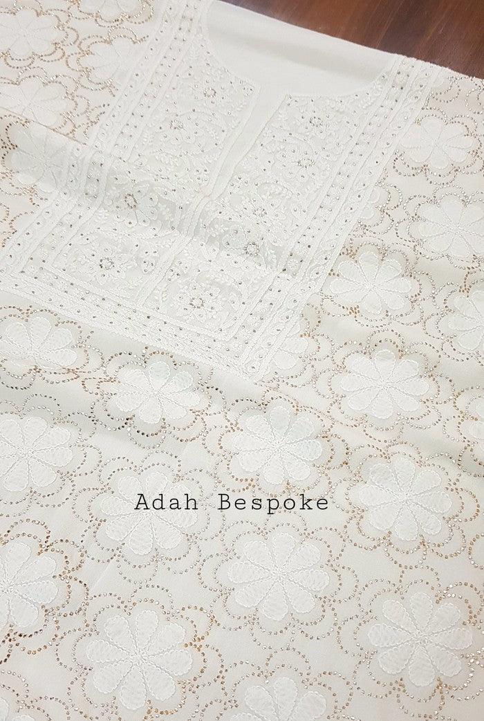 Pure Georgette Chikankari Suit ( Mukaish ) - Adah Chikankari