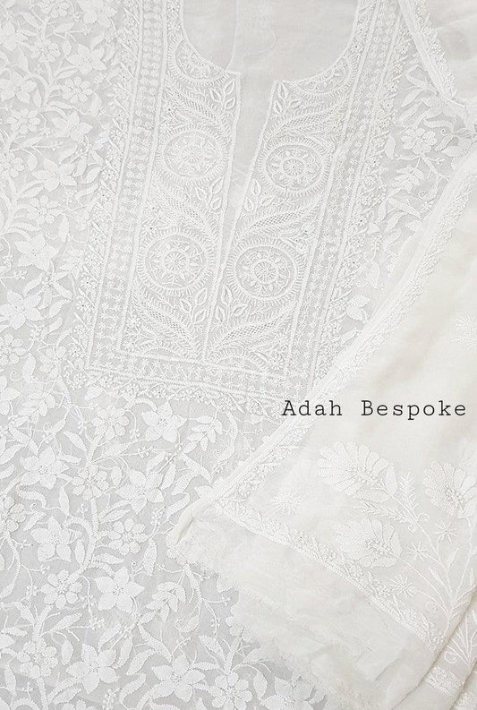 Chikankari Pure Georgette Suit ( Ek & Do Taar ) - Adah Chikankari