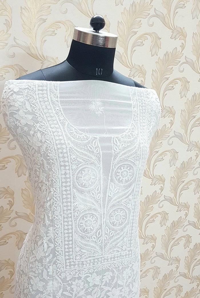 Chikankari Pure Georgette Suit ( Ek & Do Taar ) - Adah Chikankari