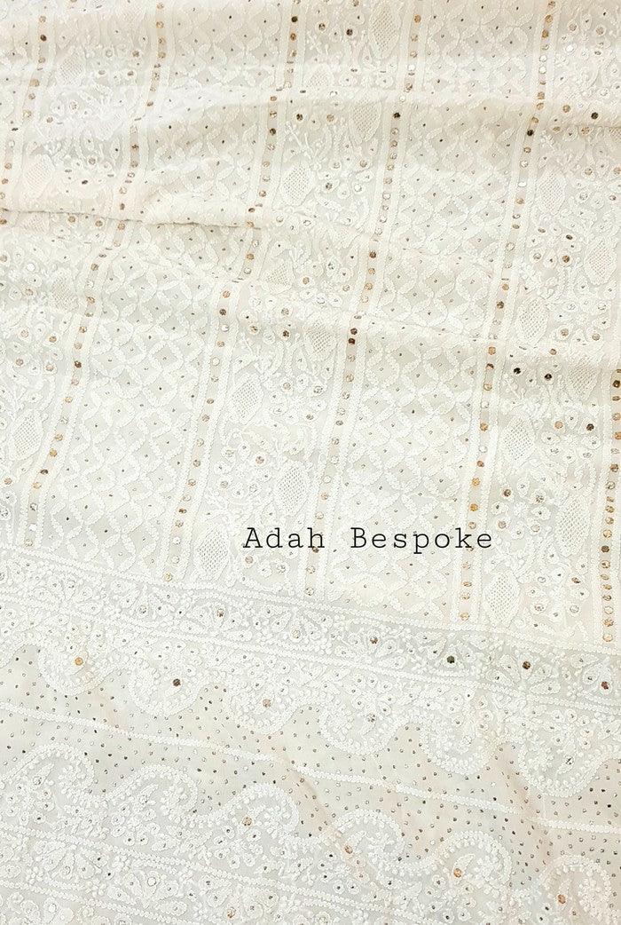 Pure Georgette Chikankari Suit ( Mukaish ) - Adah Chikankari