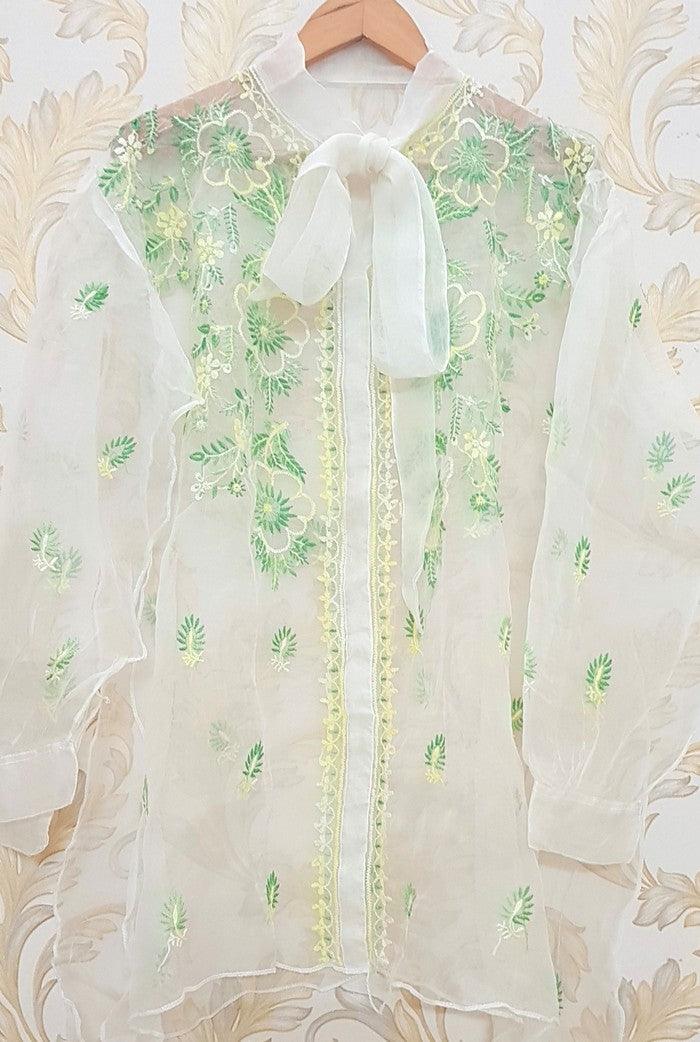 Chikankari Organza Top ( Semistitched ) - Adah Chikankari