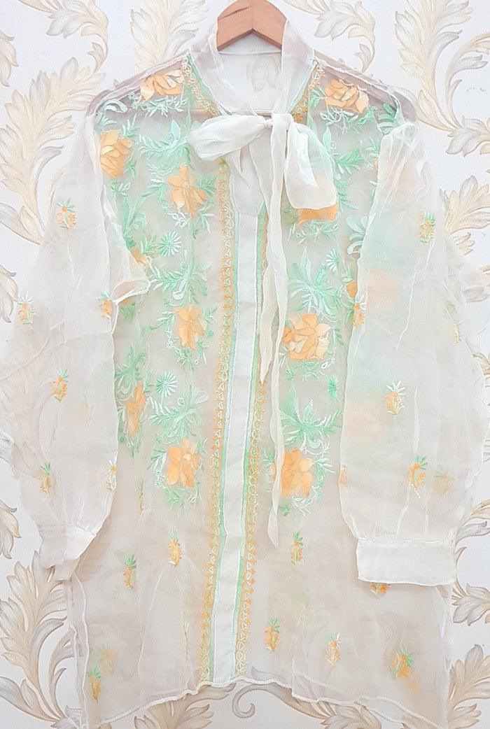 Chikankari Organza Top ( Semistitched ) - Adah Chikankari