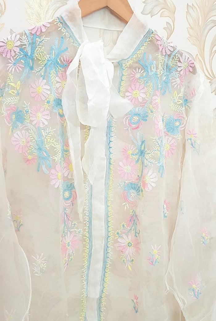Chikankari Organza Top ( Semistitched ) - Adah Chikankari