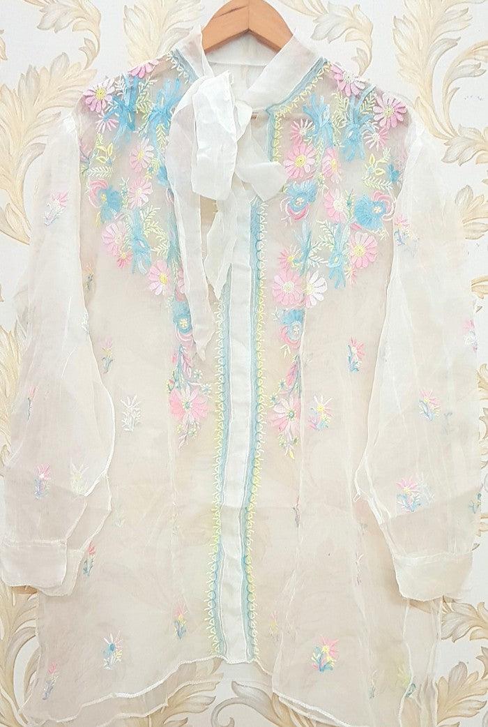 Chikankari Organza Top ( Semistitched ) - Adah Chikankari